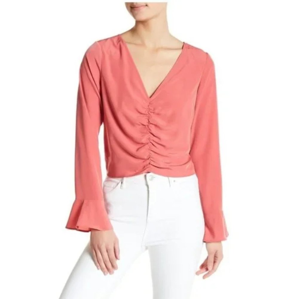 Free Press Ruched Bell Sleeve Top